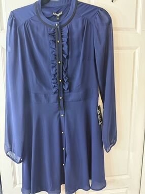 EXPRESS Royal Blue Ruffle Mini Dress NWT Feminine Romantic Style